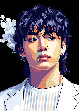 Pop Art Portrait of a Man with Flowers