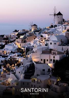 Santorini Greece at Dusk