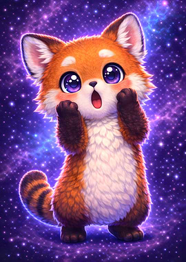 Cute Red Panda in Space