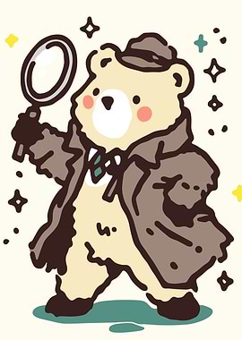 Detective Bear with Magnifying Glass