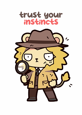 Detective Lion with Magnifying Glass
