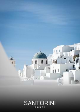 Santorini Greece White Buildings Blue Domes