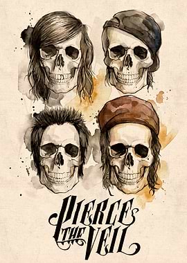 Pierce The Veil Skulls Watercolor Art