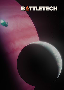 Battletech Space Scene with Planets and Ship