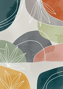 Abstract Botanical Mid-Century Modern Art