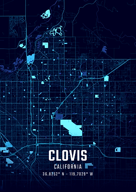 Clovis California Midnight City Map