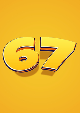 Number 67 in Yellow and Blue