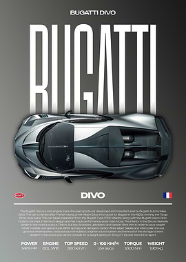 Bugatti Divo Car Poster