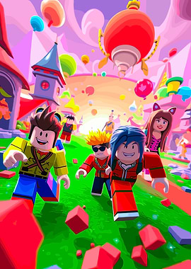 Roblox characters in a vibrant world