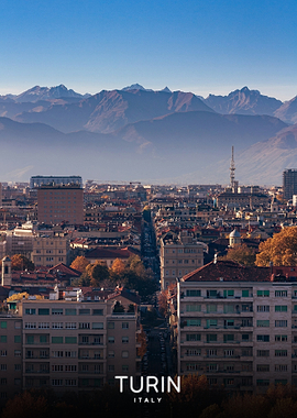 Turin Cityscape with Mountains