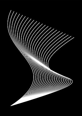 Abstract White Lines on Black Background