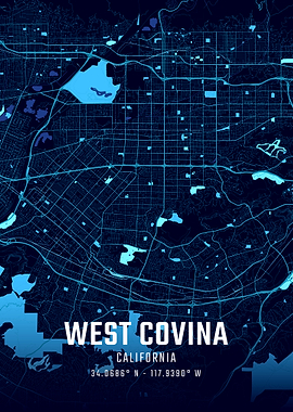 West Covina California Midnight City Map
