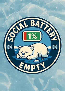 Social Battery Empty Polar Bear