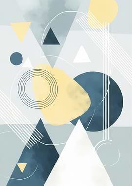 Abstract Geometric Shapes with Watercolor Texture