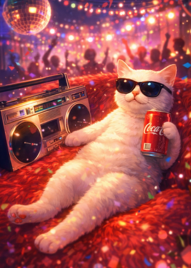 Cool Cat at a Disco Party