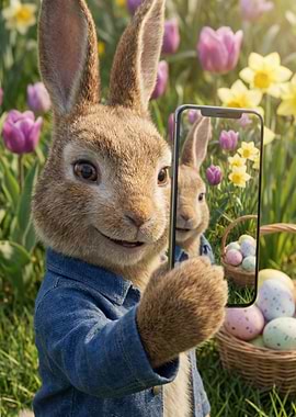 Peter Rabbit Takes a Selfie with Easter Eggs