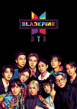 Blackpink and BTS K-Pop Group Portrait