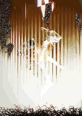Futuristic Dancer in Abstract Environment