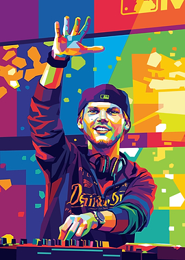 Avicii DJing in Pop Art Style
