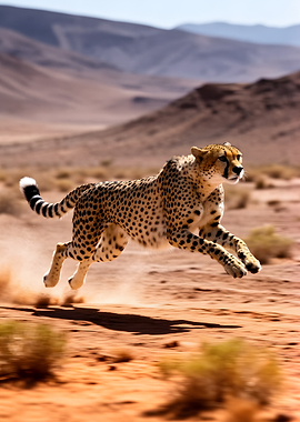 Cheetah running in the desert