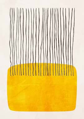 Abstract Yellow Shape with Lines