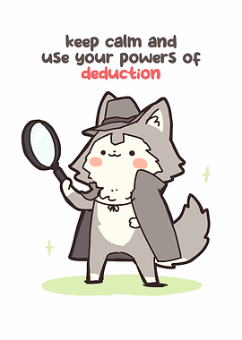 Cute Detective Wolf with Magnifying Glass