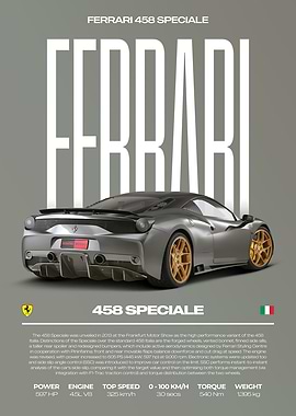 Ferrari 458 Speciale Car Poster