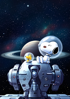 Snoopy and Woodstock in Space