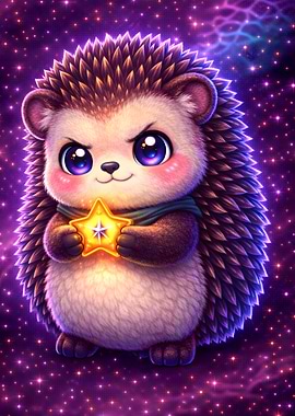 Cute Hedgehog Holding a Star