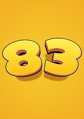 Number 83 in 3D Yellow