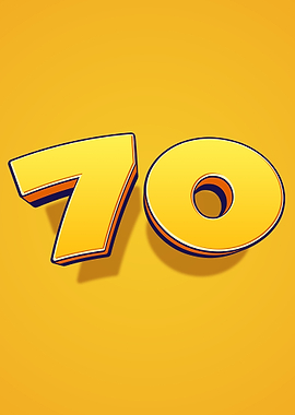 Number 70 in 3D Yellow