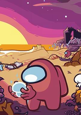 Among Us Character on Alien Planet