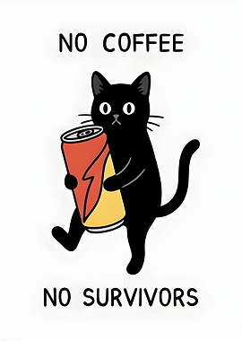 Black Cat with Coffee Can