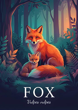 Two Foxes in a Forest