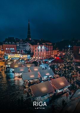 Riga Christmas Market at Night