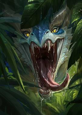 Fierce Serpent Emerging from Jungle