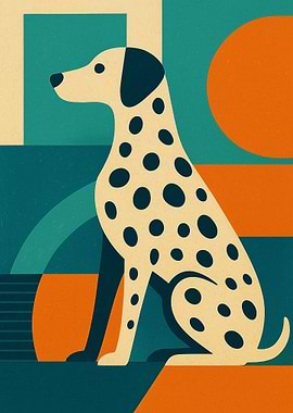 Dalmatian Dog Geometric Art