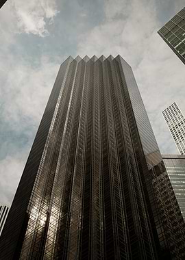 New York Modern Skyscraper Against Cloudy Sky