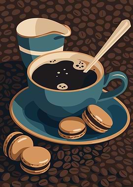 Coffee and Macarons Still Life