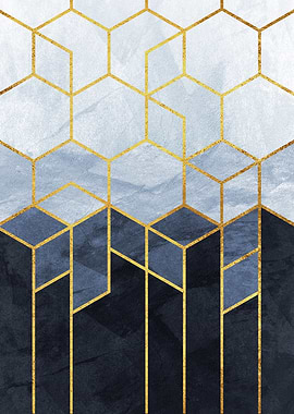 Geometric Hexagon Pattern with Marble Texture