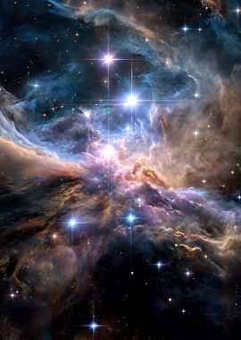 Vibrant Nebula with Bright Stars