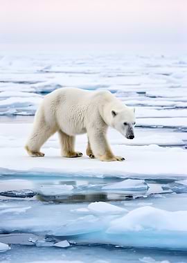 Polar Bear on Ice Floes