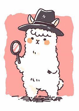 Detective Llama with Magnifying Glass