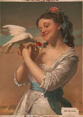 Girl Feeding a Dove Cherries