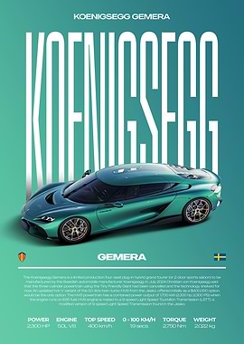 Koenigsegg Gemera Car Poster