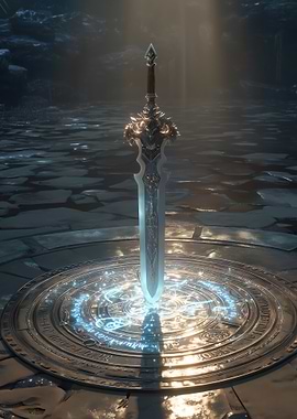 Fantasy Sword on Magical Circle