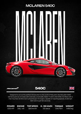 McLaren 540C Supercar Poster