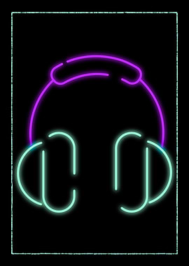 Neon Headphones Icon