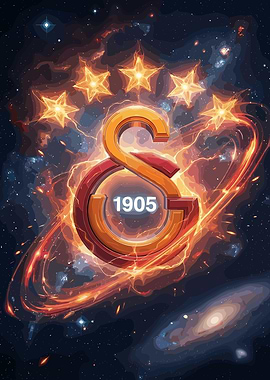 Galatasaray Logo in Cosmic Nebula