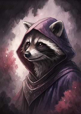 Raccoon Wizard in Purple Robe